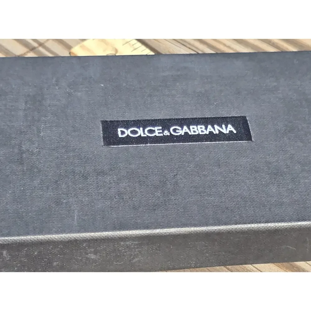 NIB Dolce & Gabbana Red Logo Polyester Silver Brass Holder Keychain Keyring